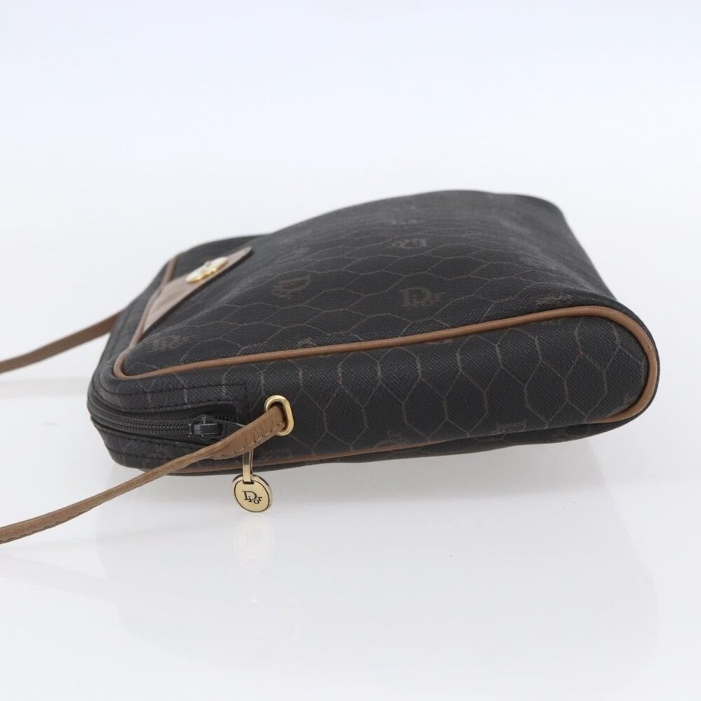 Authentic Christian Dior Honeycomb Canvas Shoulder Bag PVC Black Gold - Picture 11 of 16